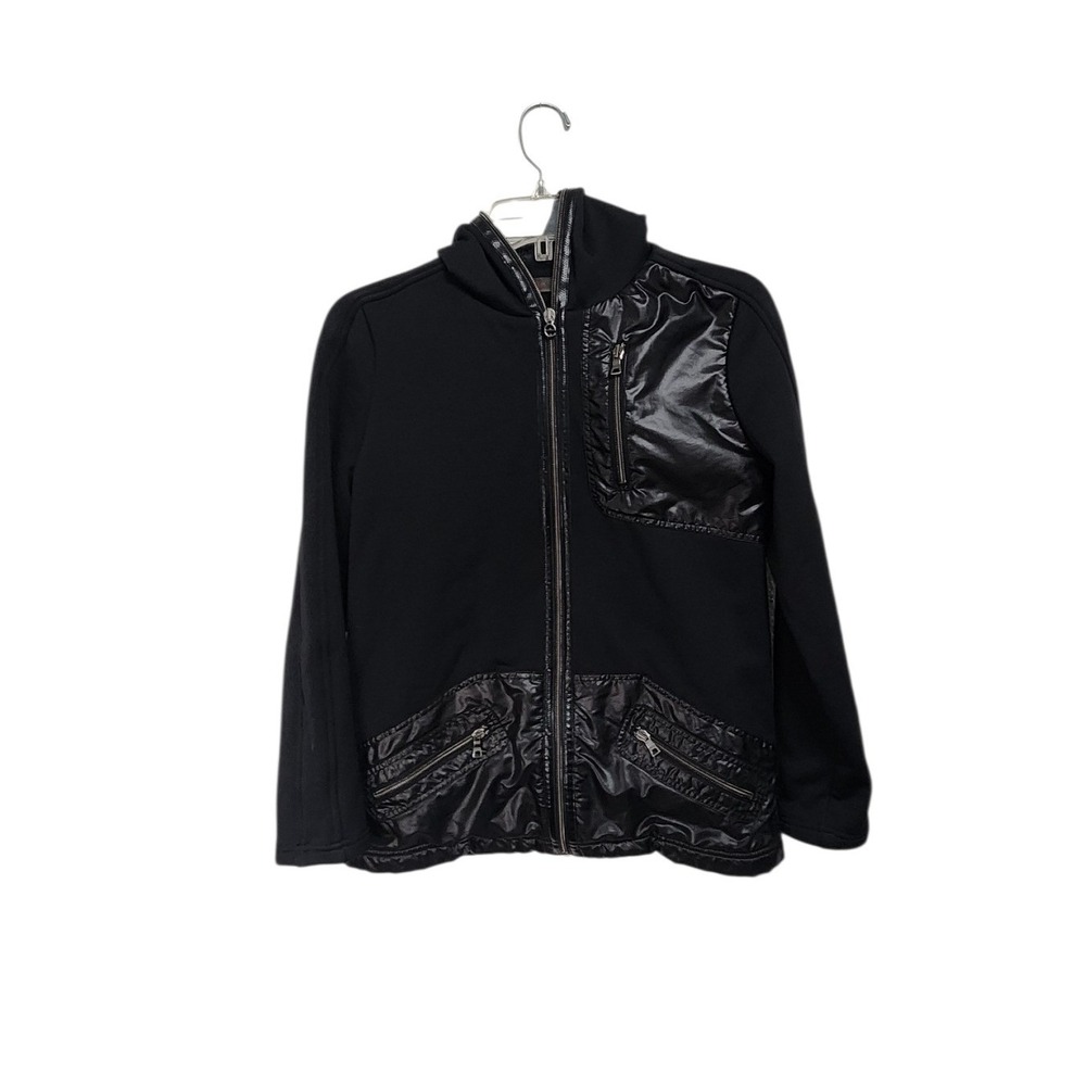 Erin Snow Black Full Zip Jacket Hooded Quilted‎ Detail Womens Size M